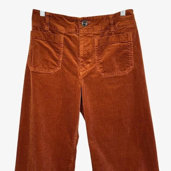 Maeve The Colette Corduroy Pants Womens 29P Orange Cropped Wide Leg Petite - Picture 2 of 10